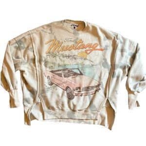 Ford Mustang Sweatshirt Women’s Small Tie Dye Red Convertible Graphic